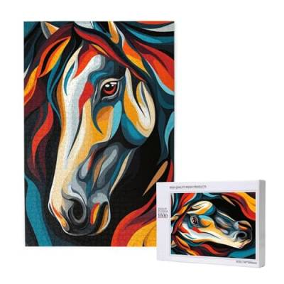 Puzzle 120 Teile Tier Puzzles für Erwachsene Pferd HD Puzzel Anspruchsvolles und Lustig Kreatives Unterhaltungsspiel, DIY Holzpuzzle für Erwachsene Als Feiertage Zimmer Deko Geschenk fur Frauen M-1700 von Yeogcohe